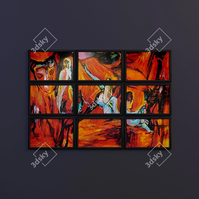 Abstract Art Paintings Set 3D model image 2