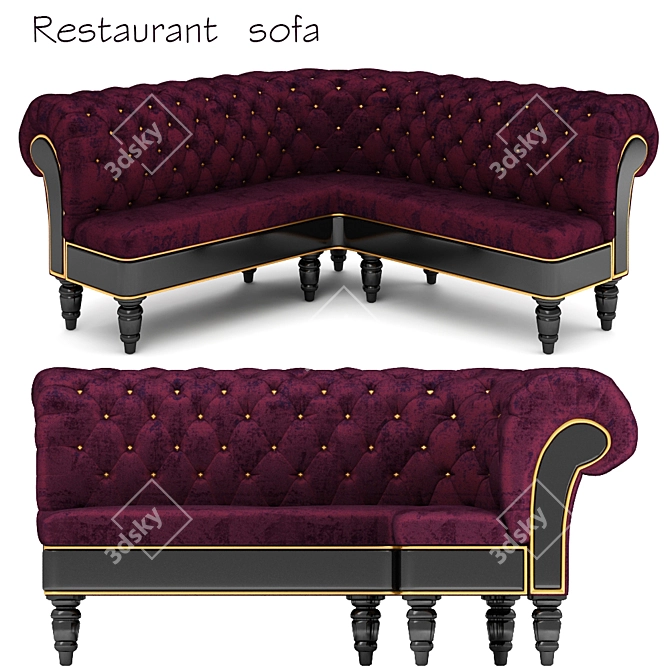 Elegant Bronze Velvet Restaurant Sofa 3D model image 1