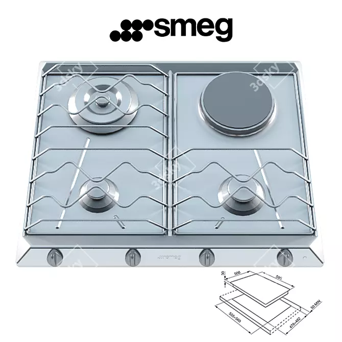 Dual-Fuel Gas + Electric Hobs 3D model image 1