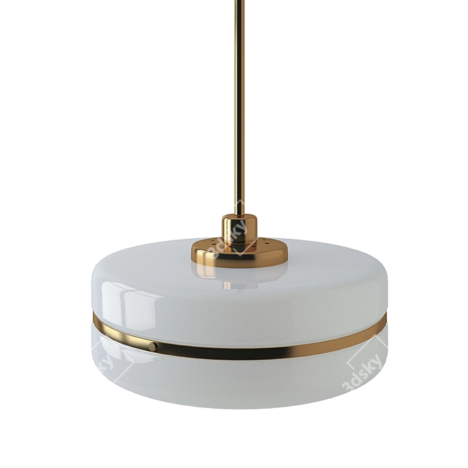 Opal Glass and Brass Masina Pendant Lamp 3D model image 2