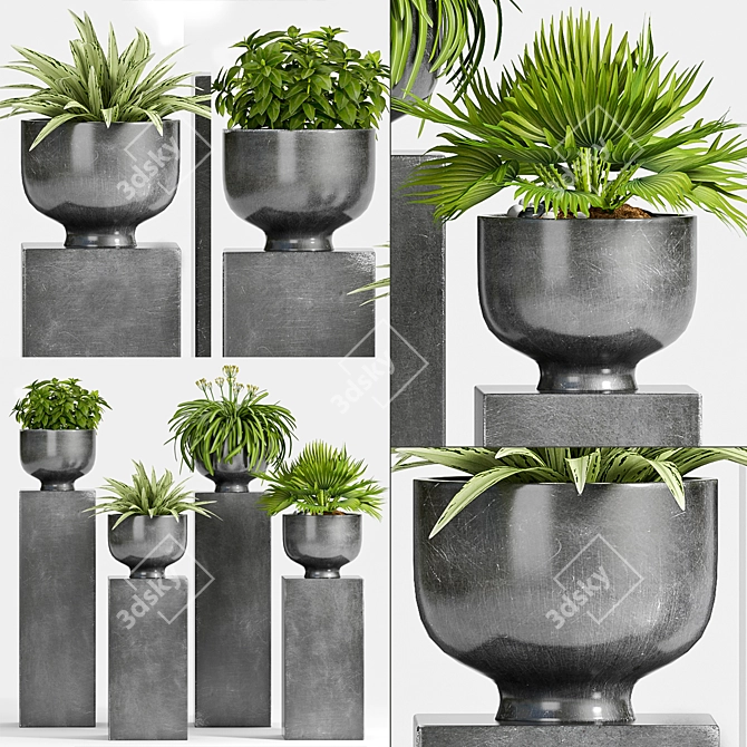 Modern Planter Set, Stylish Decor 3D model image 1