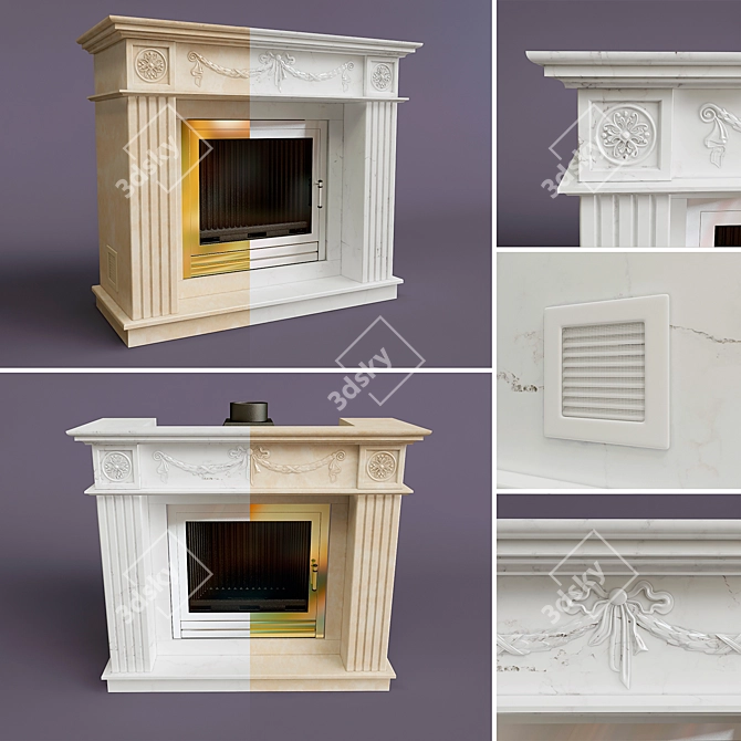 Parisian Marble Fireplace Set 3D model image 1