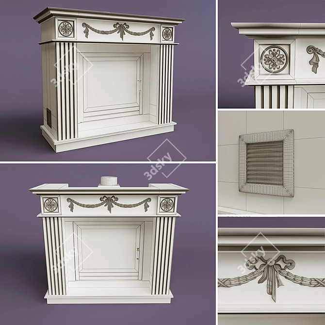 Parisian Marble Fireplace Set 3D model image 3