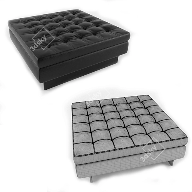 Adjustable Height Square Leather Ottoman 3D model image 3