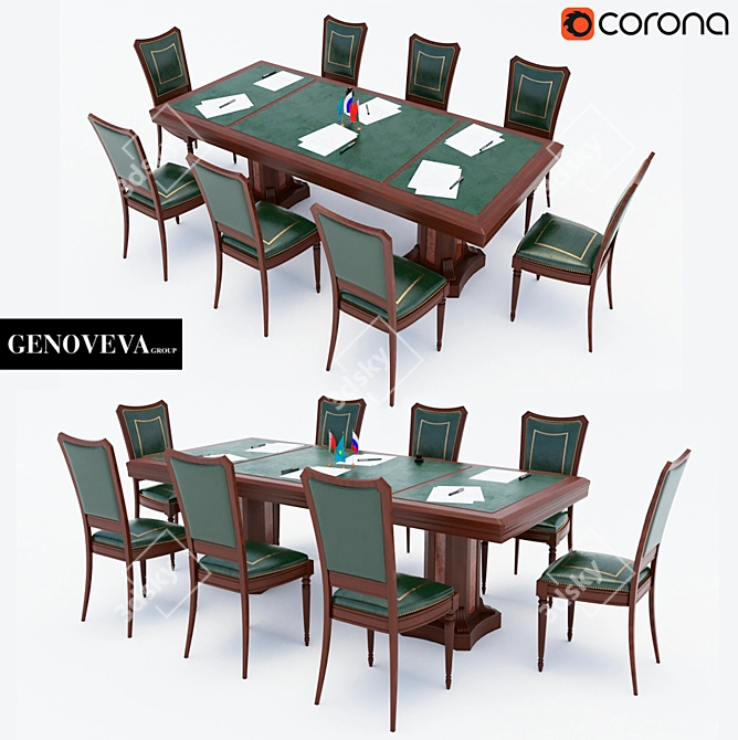 Elegant Conference Set: Table & Chairs 3D model image 1