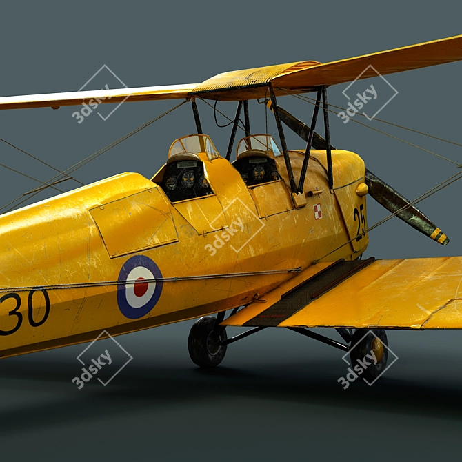 Vintage Tiger Moth Biplane: Classic 1930s Training Aircraft 3D model image 3