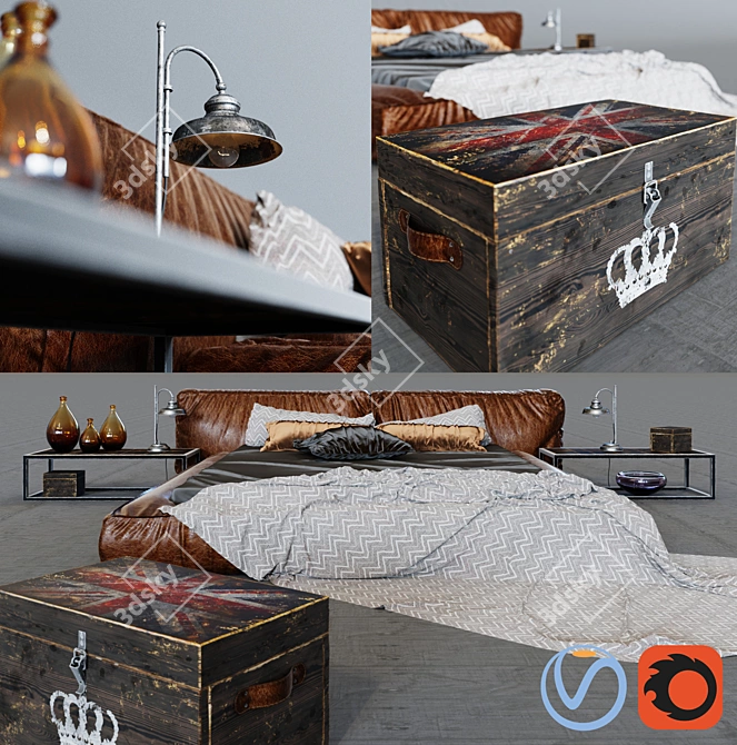 Illini Loft Bed Set 3D model image 1
