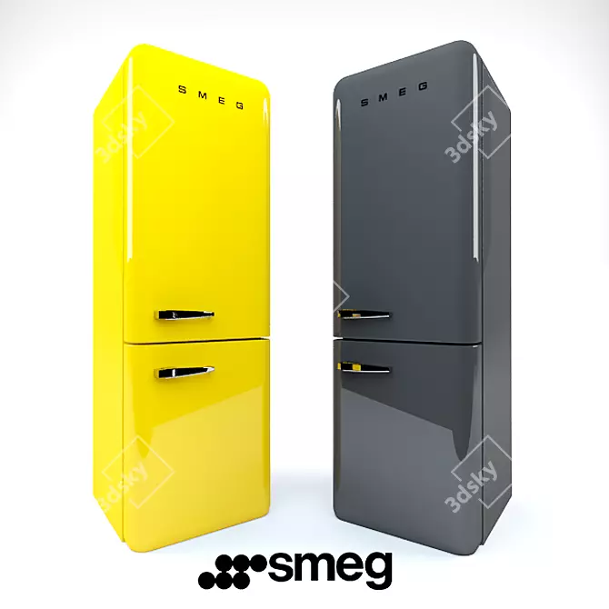 Sleek Smeg2 Fridge: No Frost, Adjustable Shelves 3D model image 1