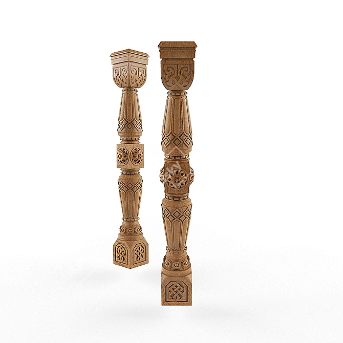 Title: Old Russian Style Carved Pillar 3D model image 1