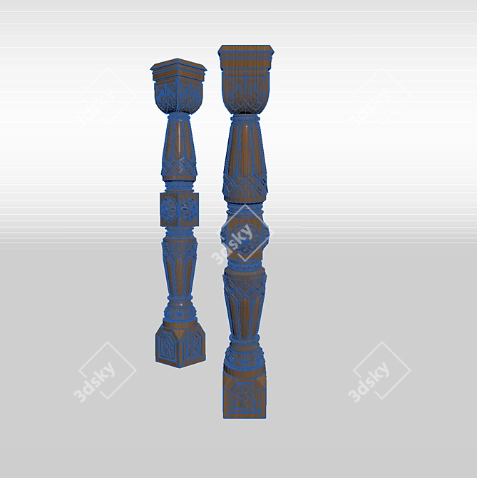 Title: Old Russian Style Carved Pillar 3D model image 2