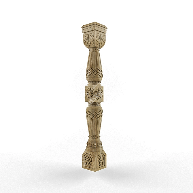 Title: Old Russian Style Carved Pillar 3D model image 3