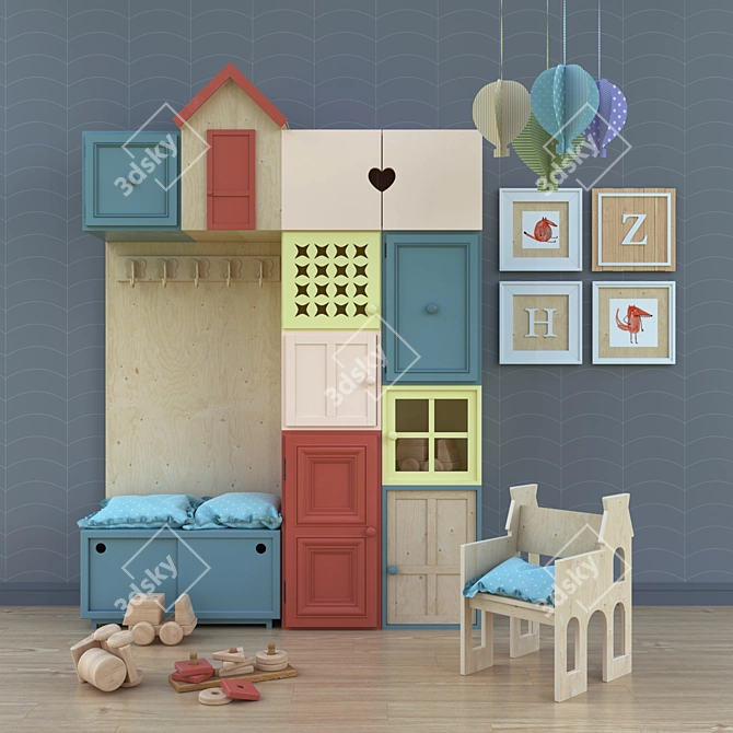 Eco-themed Children's Furniture Set 3D model image 1