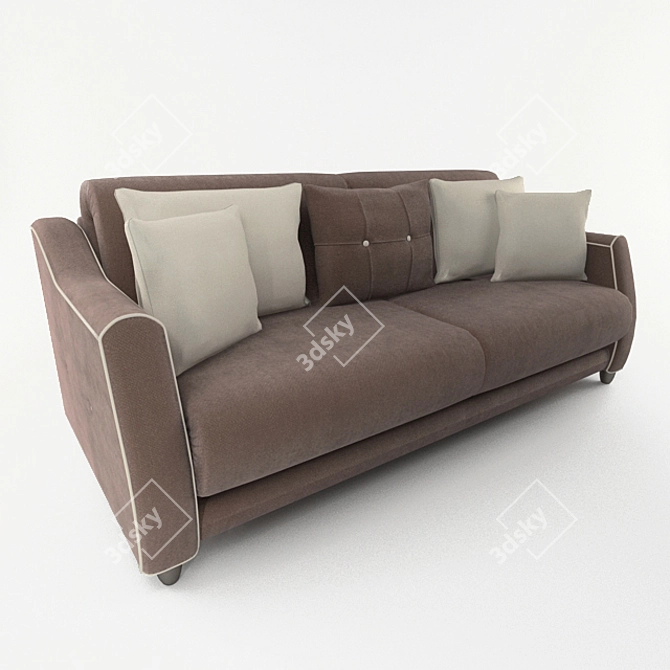 Bergamo Wellige - Modern 3-Seater Sofa 3D model image 1