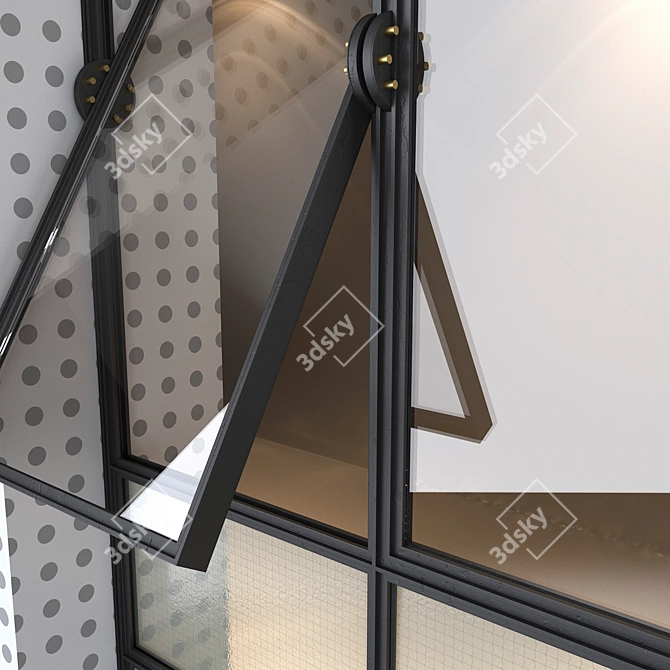 Modern Steel Doors with Wired Glass 3D model image 2