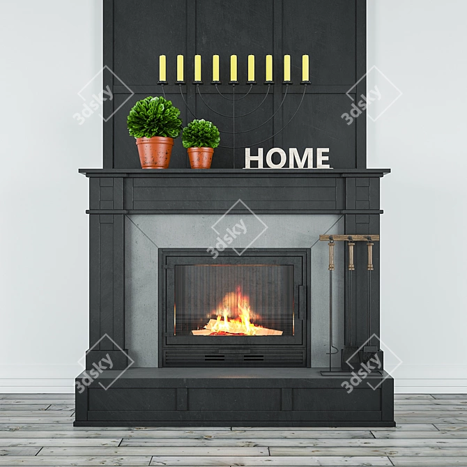 Classic Fireplace Set 3D model image 1