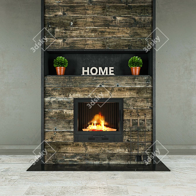 Decorative Fireplace Set 3D model image 1