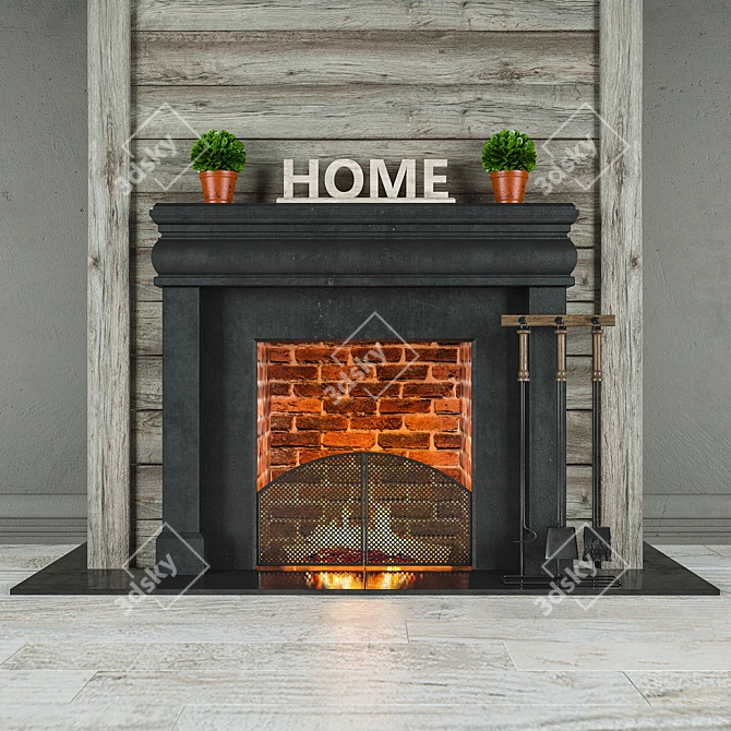 Fireplace Set: Elegant and Cozy 3D model image 1