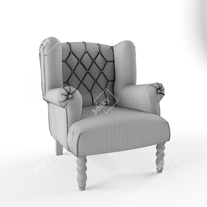 Loft Art Marseille Wing Chair - Classic Elegance 3D model image 2