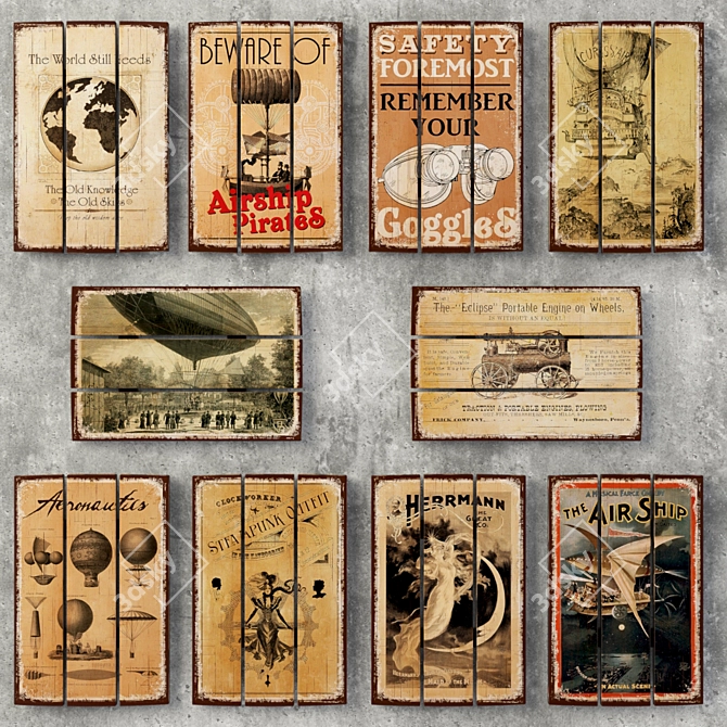 Retro-Themed Wooden Panels: Hard de Core 3D model image 1