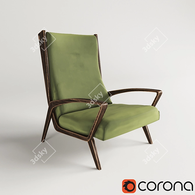 Title: Vintage Wood Chair | Poly Z 3D model image 1