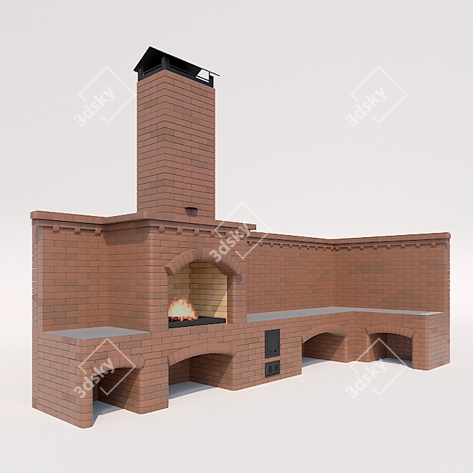 STOZIM BBQ: Authentic Brick-Style Model 3D model image 1