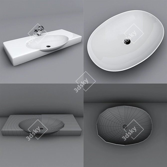 ArtCeram Bath & Washbasin Combo 3D model image 3