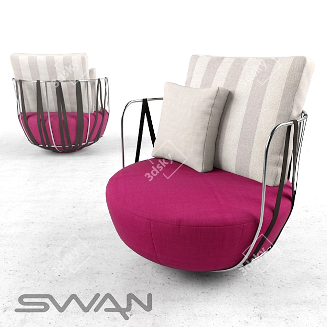 Elegant Swan Chair 3D model image 1