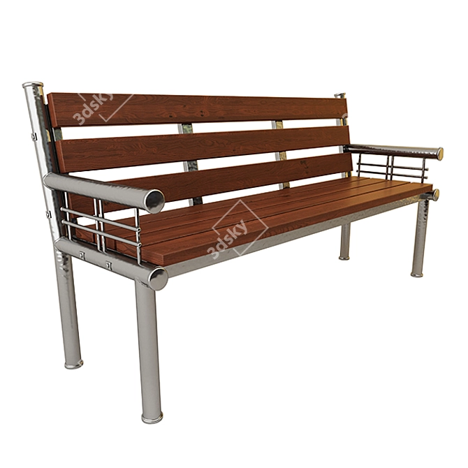 Modern Metal Benches 3D model image 1