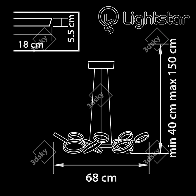 Elegant Starlight Chandelier 3D model image 2