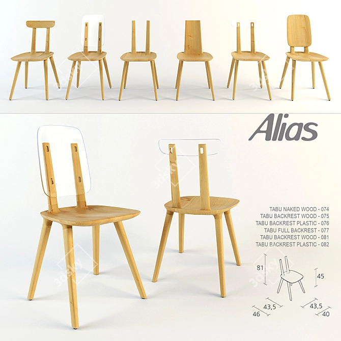 Sleek Tabu Chairs by Alias 3D model image 1