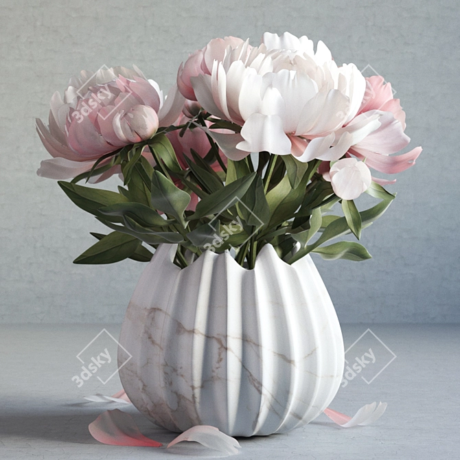 Elegant Peonies in a Vase 3D model image 1