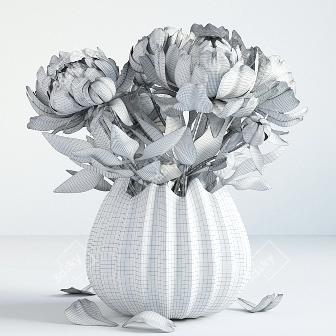 Elegant Peonies in a Vase 3D model image 3