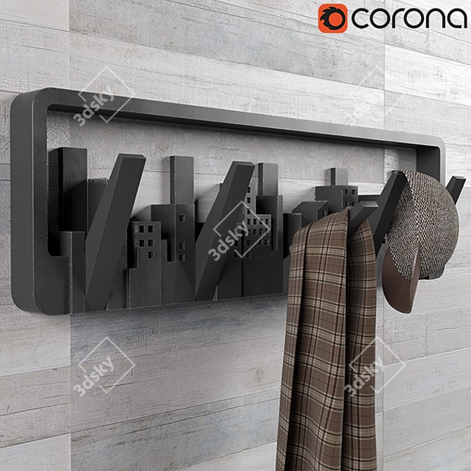 Umbra Skyline Multi Hook: Stylish Hat and Scarf Organizer 3D model image 2