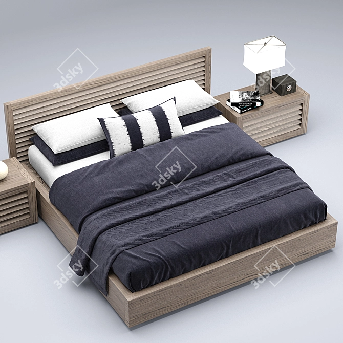 Elegant Grand Shutter Bed 3D model image 3