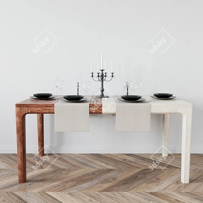 MAVIS Wooden Dining Table - 1600*800*750 mm 3D model image 3