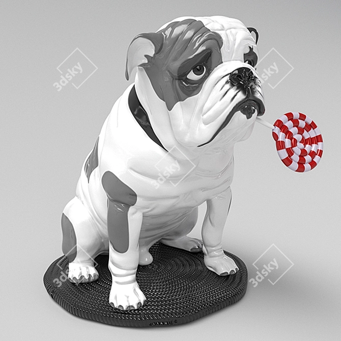 Lladro Ceramic Bulldog with Lollipop Sculpture 3D model image 2