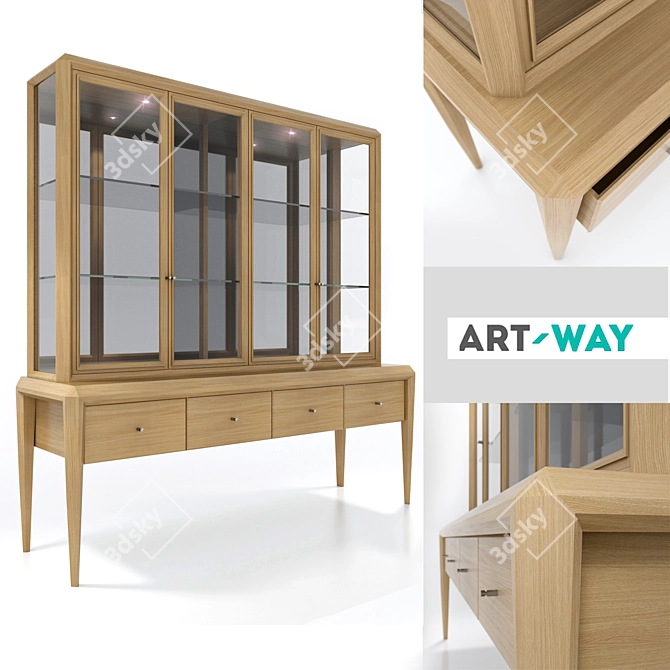 Art Way Oak Dot Display Cabinet 3D model image 1