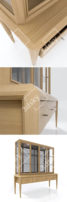 Art Way Oak Dot Display Cabinet 3D model image 2