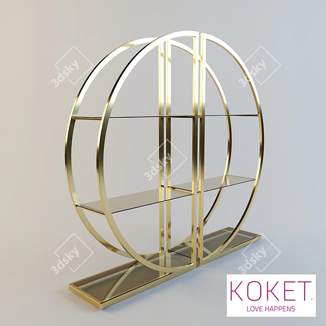 Decadence Bookcase: Opulent Art Deco Elegance 3D model image 1