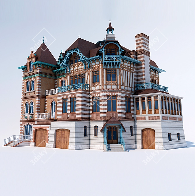 Norman Style House: Timeless Elegance 3D model image 1