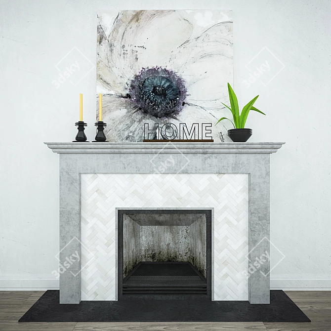 Classic Fireplace Set 3D model image 1