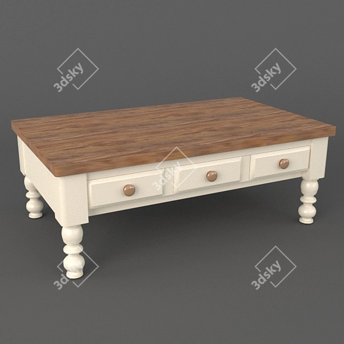 White Wood Coffee Table 3D model image 1