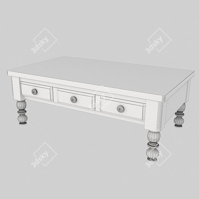 White Wood Coffee Table 3D model image 2