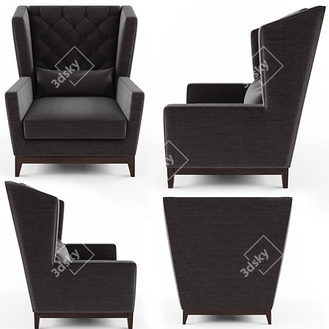 Italian Classic: Aurora Lounge Armchair 3D model image 3