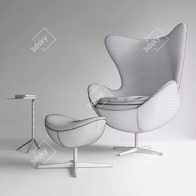 Fritz Hansen Egg Chair Set 3D model image 2