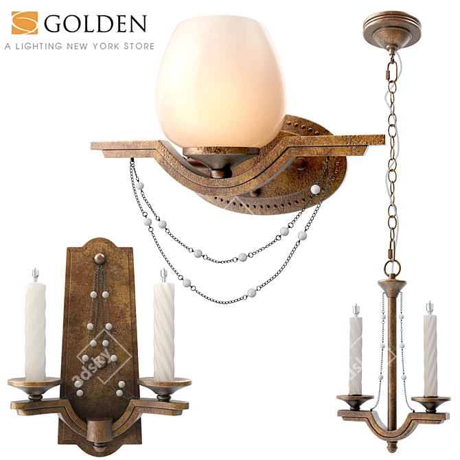 Grecian Gold Athena Lighting Collection 3D model image 1