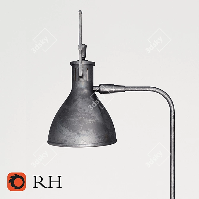 Vintage Metal Task Floor Lamp 3D model image 2