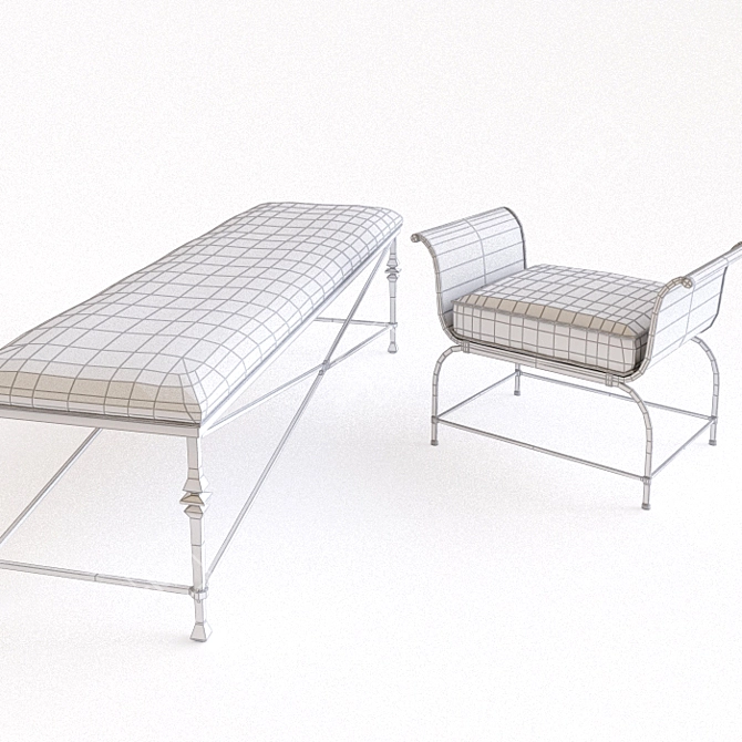 Sleek Metal Bench: Sutton House 3D model image 3