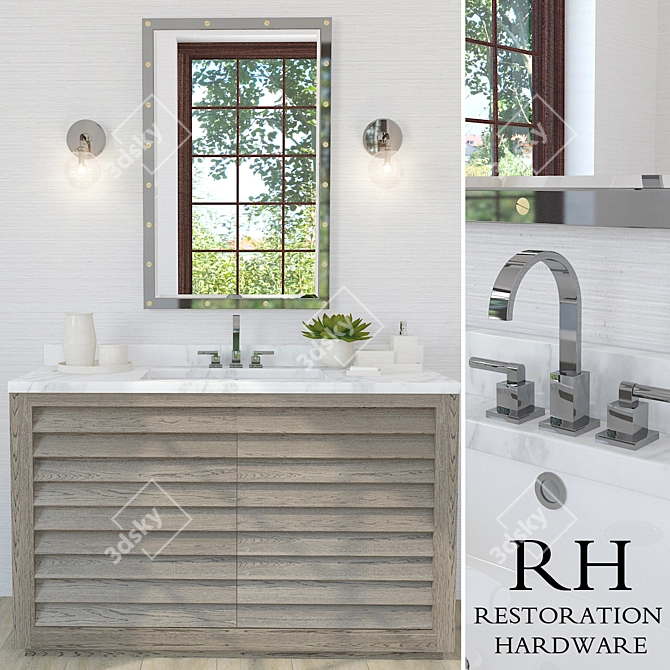 Elegant Grand Shutter Vanity Sink 3D model image 1