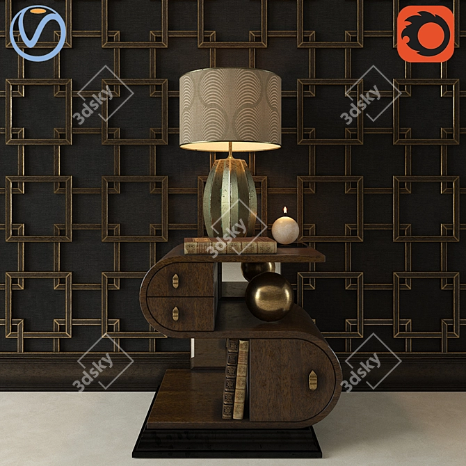 Title: Elegant Bedside Table Set 3D model image 1